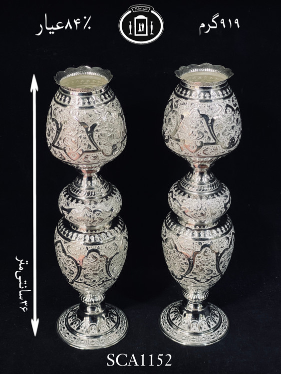 قیمت لاله نقره مدل حبابی قلم گل و مرغ و شبکه۸۴٪استاندارد ایران