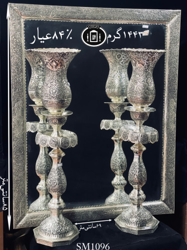 خرید آینه نقره چهارگوش قلم گل و مرغ سیاه قلم ممتاز۸۴٪استاندارد ایران