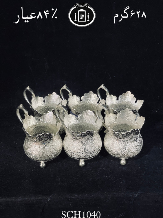 خرید گیره چای خوری نقره لاله ای قلم گل و مرغ ممتاز۸۴٪استاندارد ایران