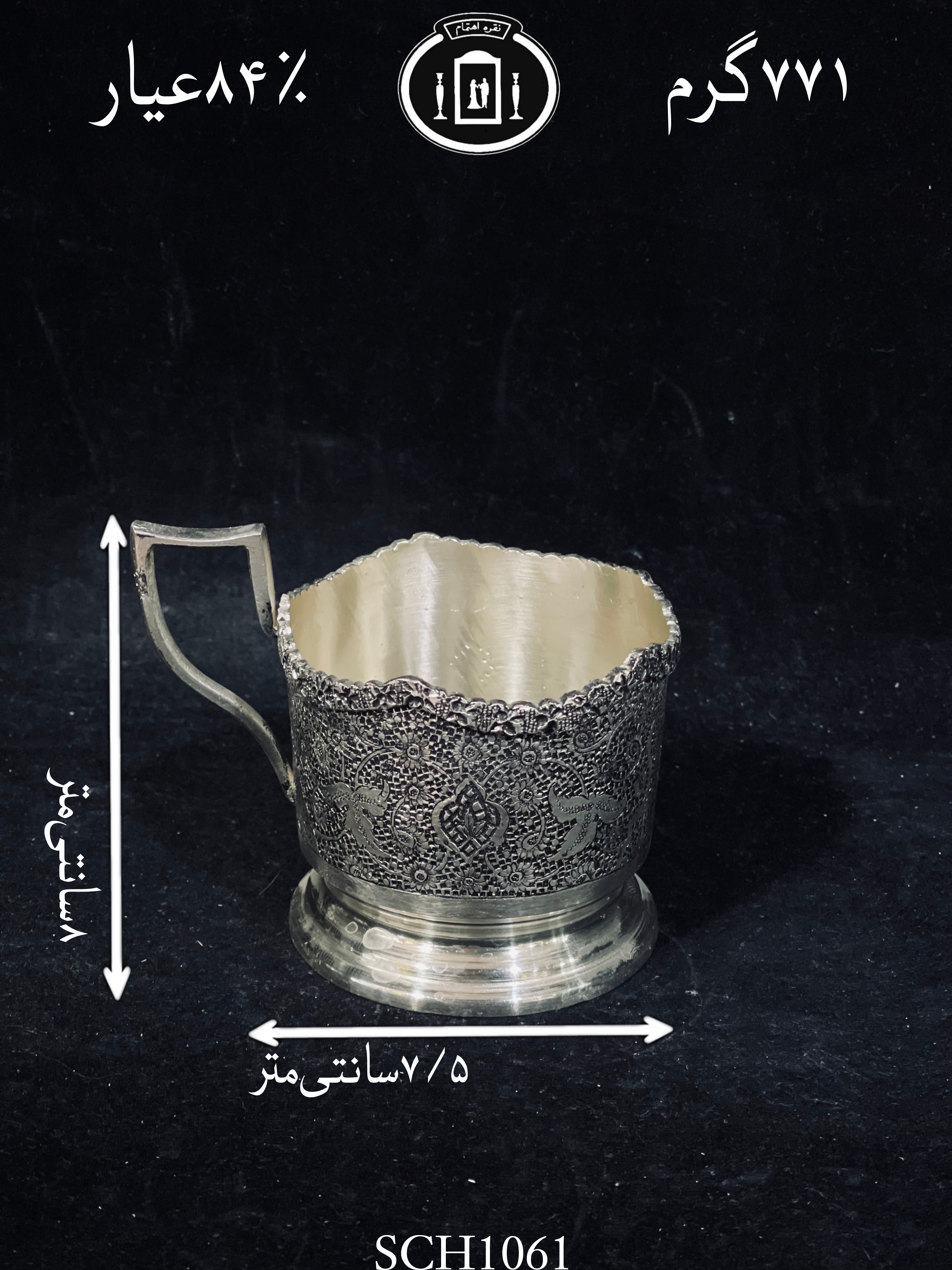 قیمت گیره شربت خوری نقره قلم مینیاتور ممتاز سیاه قلم۸۴٪استاندارد ایران