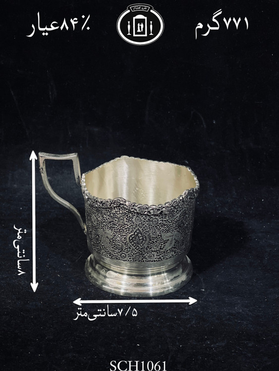 قیمت گیره شربت خوری نقره قلم مینیاتور ممتاز سیاه قلم۸۴٪استاندارد ایران