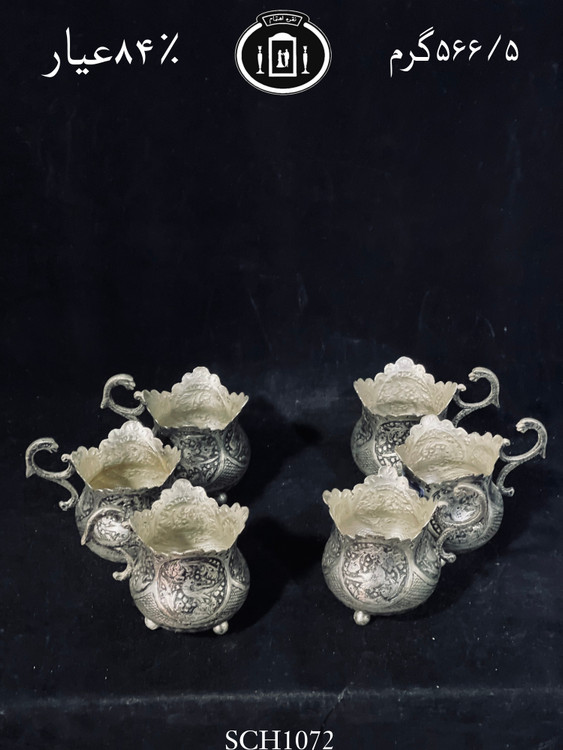 خرید گیره چای خوری نقره لاله ای قلم گل و مرغ سیاه قلم ممتاز۸۴٪استاندارد ایران