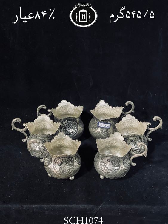 خرید گیره چای خوری نقره لاله ای قلم گل و مرغ سیاه قلم ممتاز۸۴٪استاندارد ایران