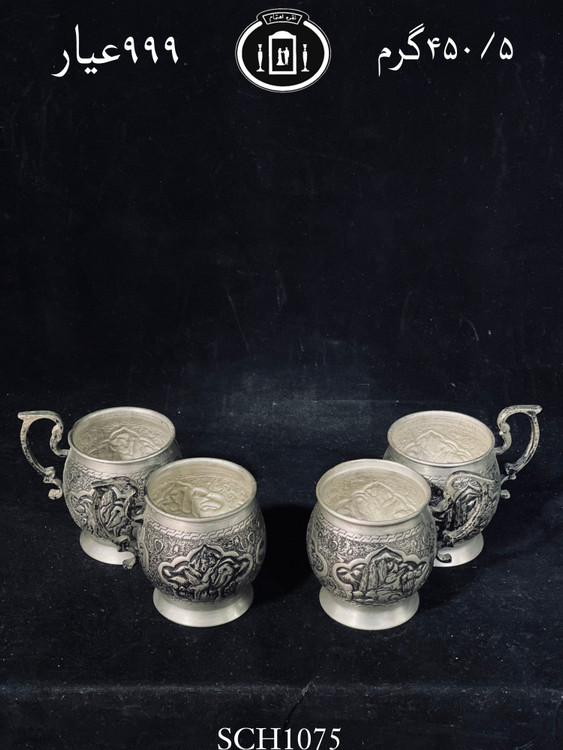 خرید گیره شربت خوری نقره قلم مینیاتور ممتاز سیاه قلم۹۹۹٪استاندارد ایران