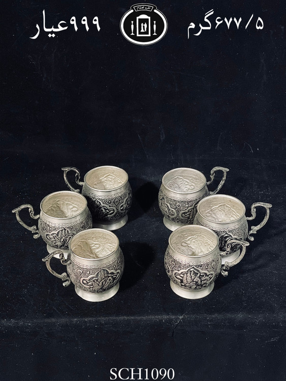 خرید گیره چای خوری نقره قلم مینیاتور فوق ممتاز سیاه قلم۹۹۹٪استاندارد ایران