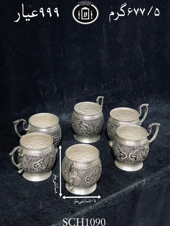 قیمت گیره چای خوری نقره قلم مینیاتور فوق ممتاز سیاه قلم۹۹۹٪استاندارد ایران