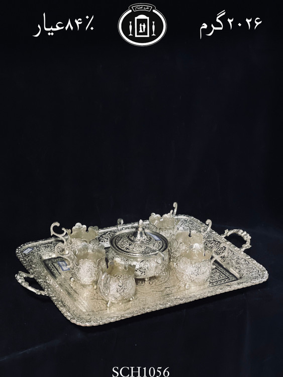 قیمت سرویس چای خوری نقره قلم گل و مرغ و شبکه۸۴٪استاندارد ایران