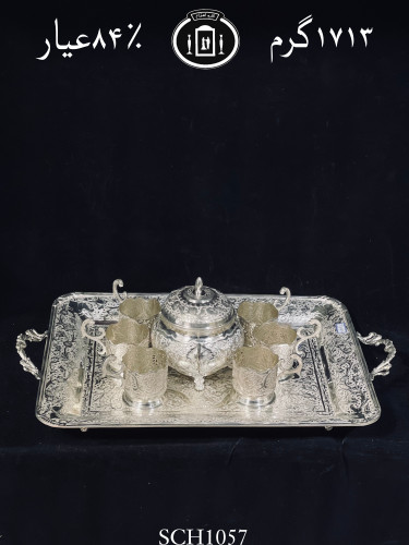 خرید آنلاین سرویس چای خوری نقره قلم گل و مرغ۸۴٪استاندارد ایران