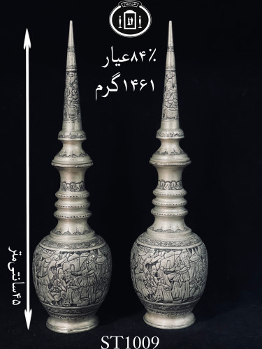 خرید تنگ نقره قلم مینیاتور سیاه قلم پتینه۸۴٪استاندارد ایران