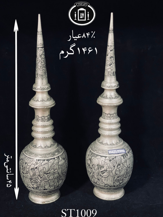 قیمت تنگ نقره قلم مینیاتور سیاه قلم پتینه۸۴٪استاندارد ایران