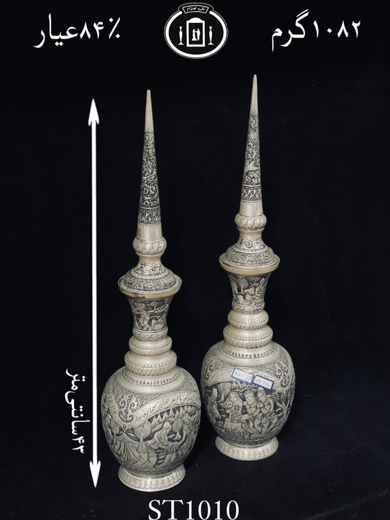 قیمت تنگ نقره قلم مینیاتور سیاه قلم پتینه۸۴٪استاندارد ایران