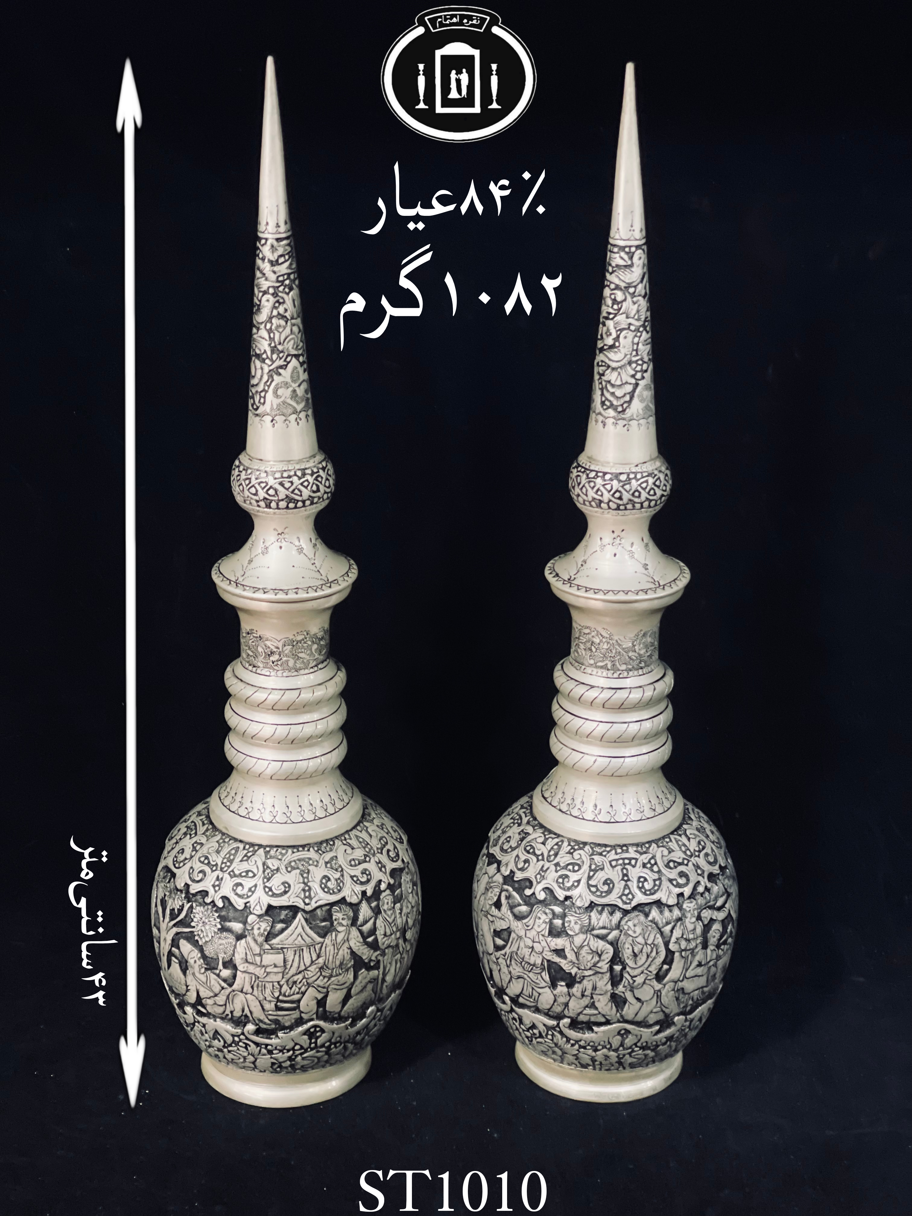 خرید تنگ نقره قلم مینیاتور سیاه قلم پتینه۸۴٪استاندارد ایران