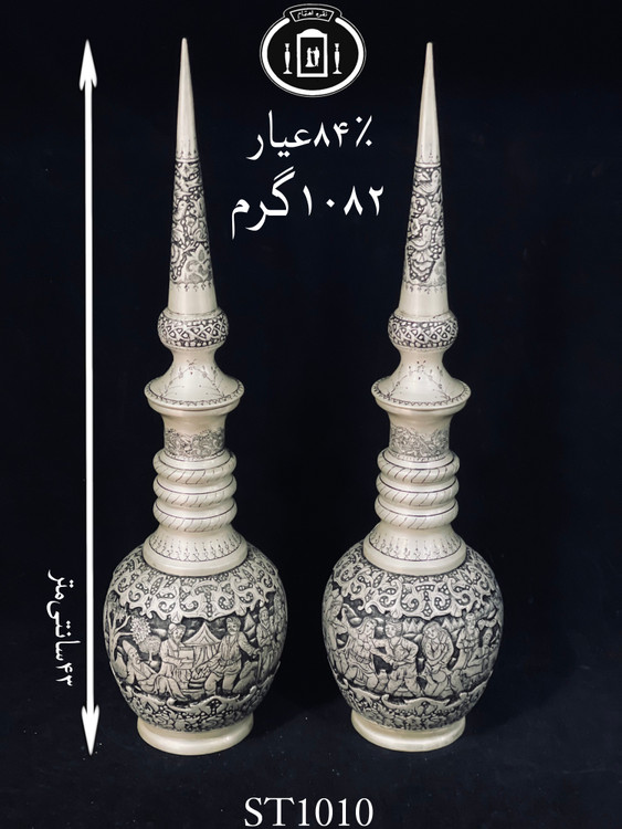 خرید تنگ نقره قلم مینیاتور سیاه قلم پتینه۸۴٪استاندارد ایران