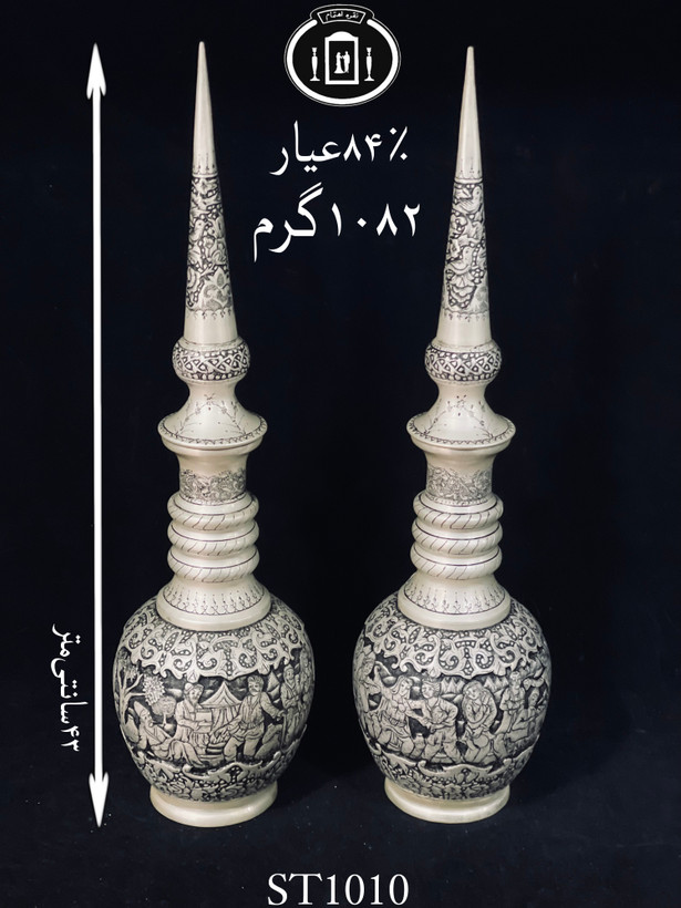 خرید تنگ نقره قلم مینیاتور سیاه قلم پتینه۸۴٪استاندارد ایران