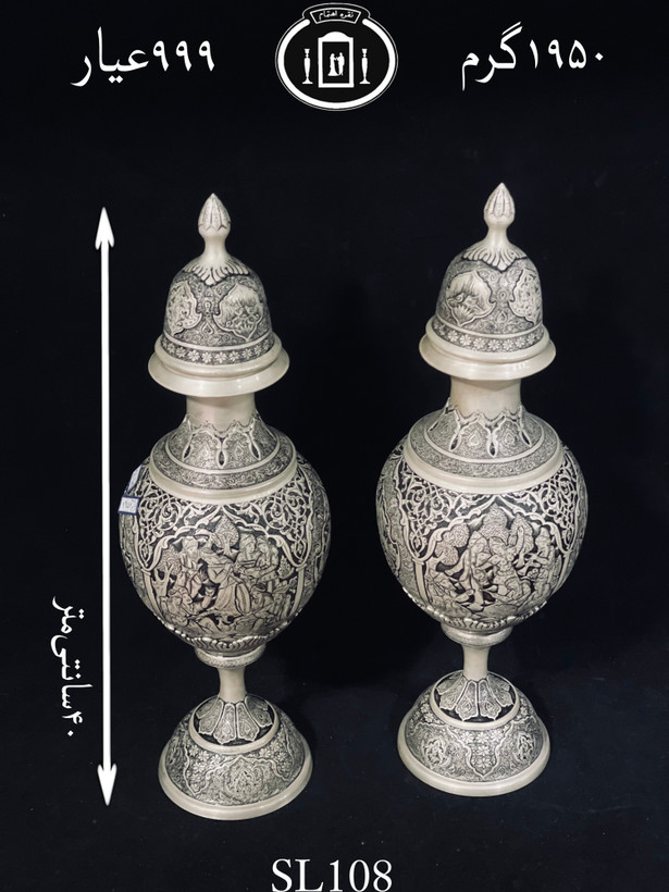 خرید سنبلدان نقره قلم مینیاتور فوق ممتاز۹۹۹٪استاندارد ایران