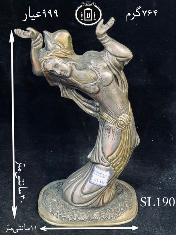 خرید مجسمه نقره مطلا قلم گل برجسته ممتاز۹۹۹٪استاندارد ایران