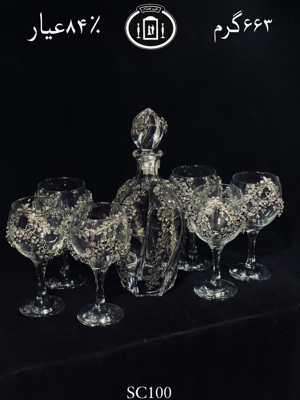 خرید سرویس تنگ و گیلاس کریستال نقره مدل گل رز ریخته گری مومی ممتاز۸۴٪استاندارد ایران