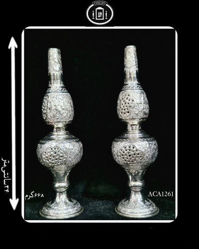 لاله بدون آویز آب نقره مدل چراغ نفتی قلم گل و مرغ و شبکه