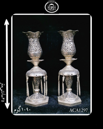 لاله آویزدار آب نقره قلم هندسی و شبکه سیاه قلم