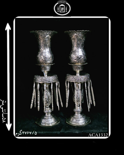 لاله آویزدار آب نقره قلم مینیاتور سیاه قلم