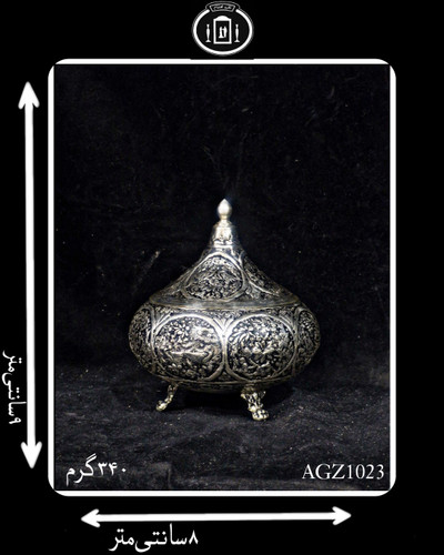 گز خوری آب نقره قلم گل و مرغ سیاه قلم