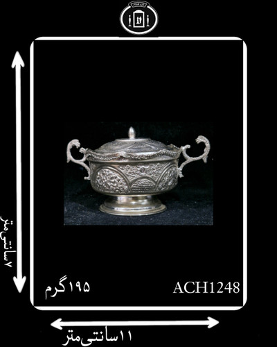 قندان آب نقره در دار دسته دار قلم گل و بته